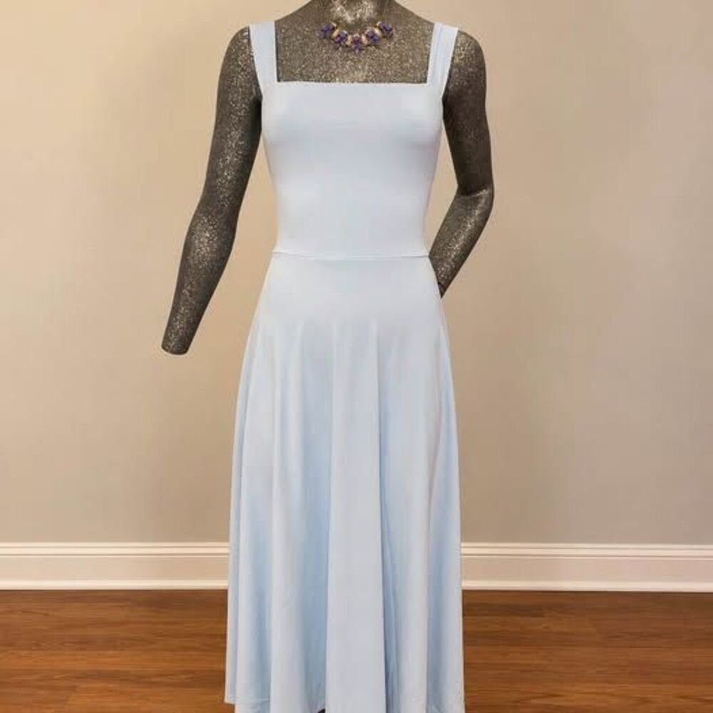 OYS Powder Blue Corset Lace Up Maxi Dress Size M Square Neck